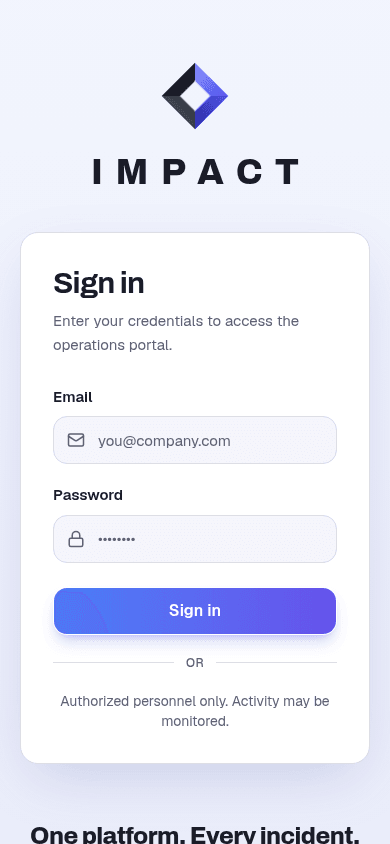 The IMPACT sign-in screen on a phone